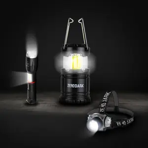 Tactical Lighting 3 Pc Set with Flashlight, Lantern, & Headlamp