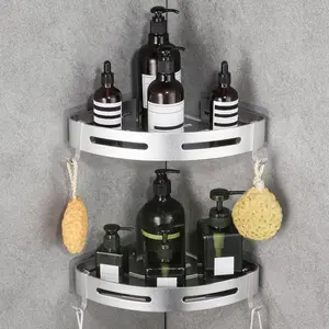 WPT Corner Shower, 2 Pack Shower Corner Shelf, Shower Organizer Wall Mounted No Drilling for and, Silver