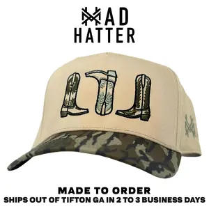 MHC Boots Embroidered Trucker Hat Snapback Adjustable (Up To Size 8 Head)