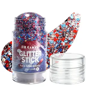 Red, White & Blue 4th of July Glitter Stick| face body paint, hair wax stick, face and hair star glitter, nail art marker eyeshadow, festival stage , sprays, confetti & streamers
