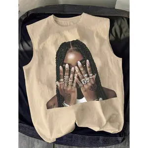 Noixe Men's Graphic Figure Printed Loose Fit Casual Sleeveless Tank Top