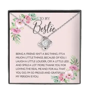 To My Bestie Gift, Best Friend Necklace Gift, Love Knot Necklace with Gift Box, For Friendship Day, Birthday, Christmas, Easter, Holiday