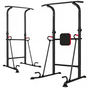 Power Tower Pull-Up Bar Stand, Multifunctional Strength Training Device, 400 lbs Load Capacity, Adjustable Height Double Bar Arm Curl Training Station, Home Fitness Equipment for Men and Women