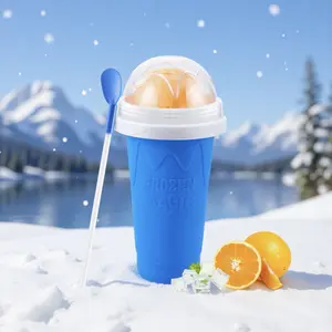 Frozen Magic Slushie Maker  for Kids & Adults Magic Squeeze DIY Frozen Drink Reusable Icee Maker Quick Freeze Slushy  with Straw Spoon Fun Summer Kitchen Gadget for Home or Travel