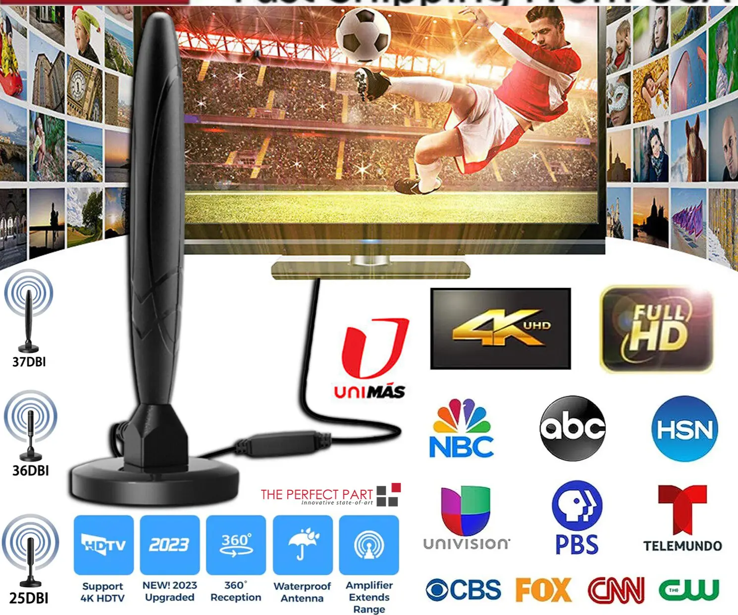5600Miles TV Antenna HDTV Amplified Digital 4K 1080P Long Range Indoor Upgraded