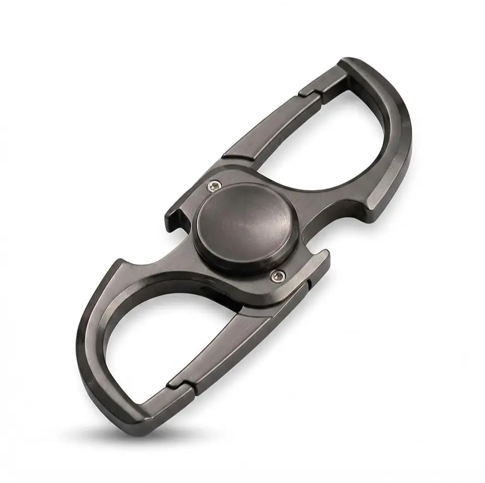 Gray Aluminum Alloy Fidget Spinner Keychain Bottle Opener for Men, 3-in-1 EDC Pocket Tool, Smooth Spin Desk Gadget for Work Breaks, Travel Camping BBQ Gift for Dad Husband Boyfriend
