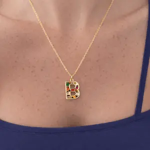 EVRY JEWELS Gold or Silver Plated Women's Bright Babe Initial Necklace