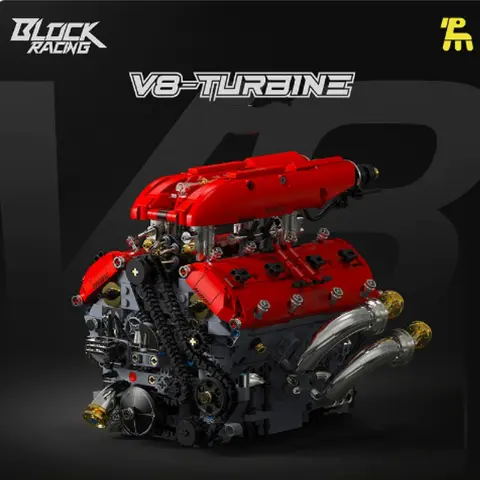 1370 PCS Realistic 1:1 V8 Working Engine Model Building Kit, STEM DIY Assembly Buildable Blocks Toy, Motor-Powered Visible Set with Camshaft & Chain, Educational Science Physics Gift for Ages 8+