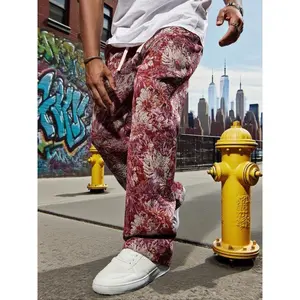 Men's Floral Pattern Pants, Street Fashion Casual Loose Trousers for Daily Wear, Men's Bottoms for All Seasons
