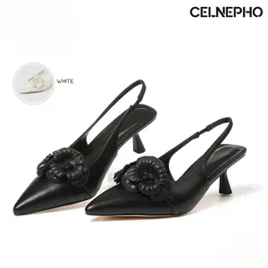 CELNEPHO Heeled Sandals for Women Slingback Design Pointed Toe Kitten Heel Fashion Pumps Gift Party Trendy Fashion Date Work Casual Wedding Dress Shoes