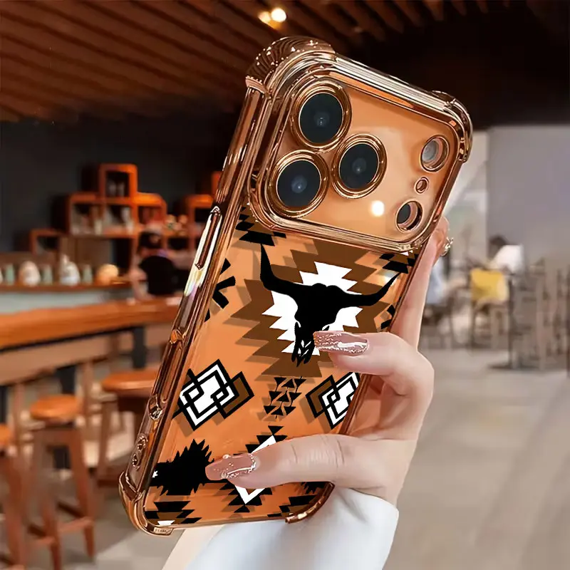 Retro Western Cowboy Style Transparent Soft TPU Smartphone Casing, 4-Angle Airbag Crash Protection, Anti-Slip Shockproof Cover for iPhone 17/16/15/14/13/12/11 Pro Max Handheld Cellphone Devices, Ideal Gift Accessory, Accessories