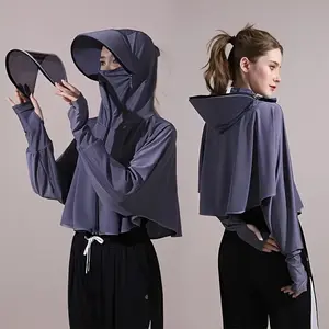 Summer New Women's Cycling Outdoor Sunscreen Clothing Breathable Sunscreen Pullover Sunscreen Set Sunscreen HatWomen's outdoor lightweight and breathable sun protection jacket, beach cover-up, suitable for summer cycling, hiking, summer activities