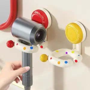 Wave-dot suction cup hair dryer holder, non-porous design, suitable for storing hair dryers in home bathrooms and balconies