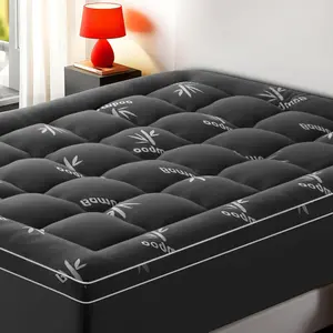 Mattress Topper  Size, Cooling Extra Thick Breathable Viscose Made from  Mattress pad, Soft Quilted Fitted Mattress Cover with 1000 GSM Down Alternative Fill (8-21"Deep Pocket) Dark Gray