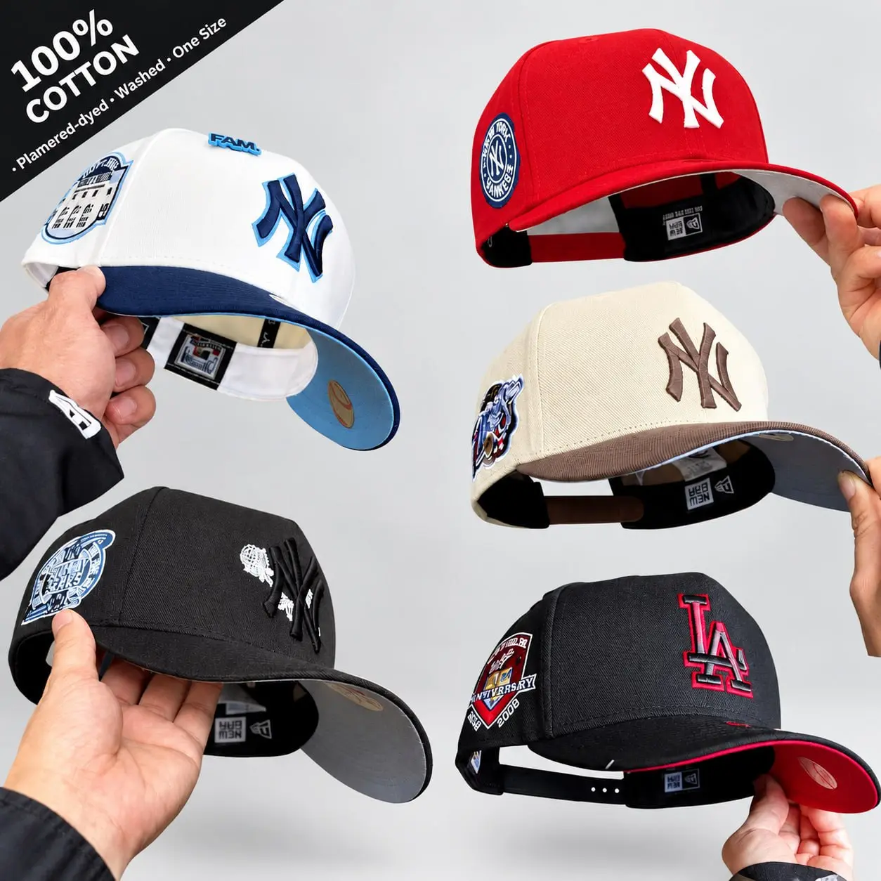 New Era MLB LA Dodgers 9FORTY Snapback Cap, Black Cream Sky Blue Premium Two Tone Baseball Hat, 3D Raised Stitching, World Series Side Patch Detail, Collectible World Series Side Patch, Vintage Streetwear Hip Hop Fashion Headwear for Men Women