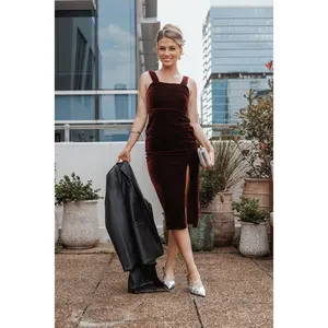 Hyatt Velvet Dress - Burgundy