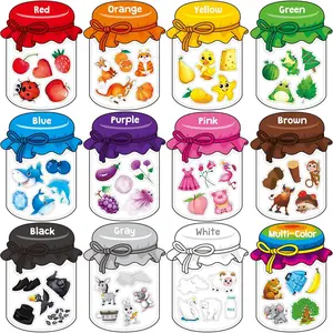 12 Pieces Magnetic Color Sorting Educational Toys, 60 Color Magnets for Baby Toddlers Kids, Suitable for Refrigerator Whiteboard