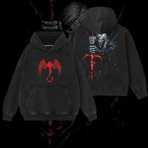 Superstyle The God of the Abyss "Knull" Creator of Symbiotes - King In Black MCU Comics Edition Double Printed Oversize Lightweight Acid Washed Tee TV Series Graphic Design Top Cotton Streetwear Superheroes T-Shirt Clothes Menswear