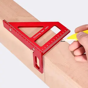 3D Multi-Angle Measuring Ruler, Precision Imperial 45/90 Degree Woodworking Square, Aluminum Alloy Miter Triangle Ruler and Layout Measuring Tool for Engineer, Carpenter, Construction Use
