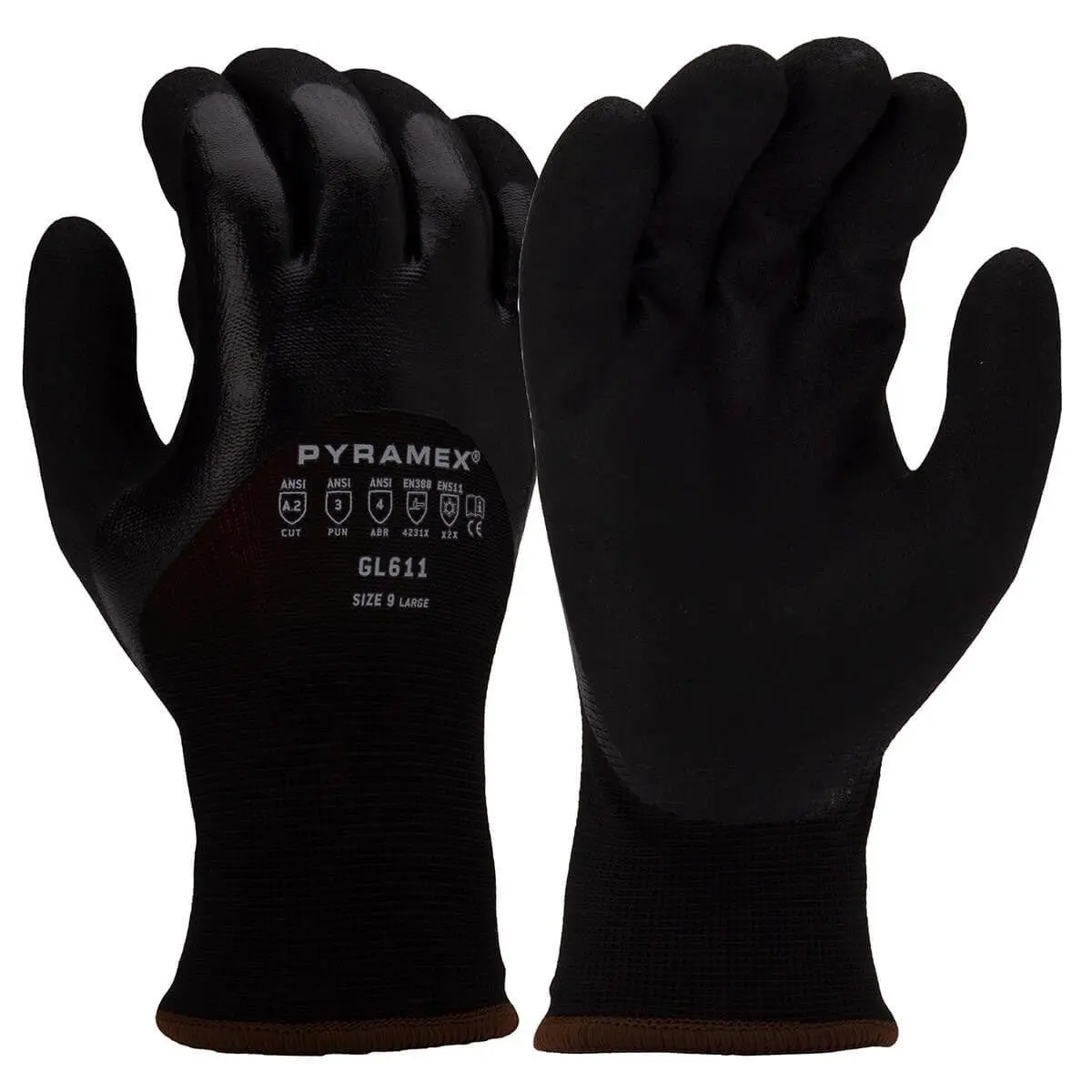Pyramex GL611 Winter Nitrile-Coated Cut-Resistant Safety Gloves, Nitrile Gloves for Work, Ideal for Home Improvement & Work Safety Applications
