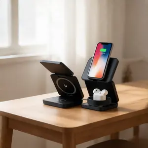 2026 New Model 3-in-1 Magnetic Wireless Fast Charging Phone Holder - USB Powered Magnetic Phone Charger, Compatible with Apple Fast Charging, Watch & Earphone Wireless Charging, Usb Powered Charging