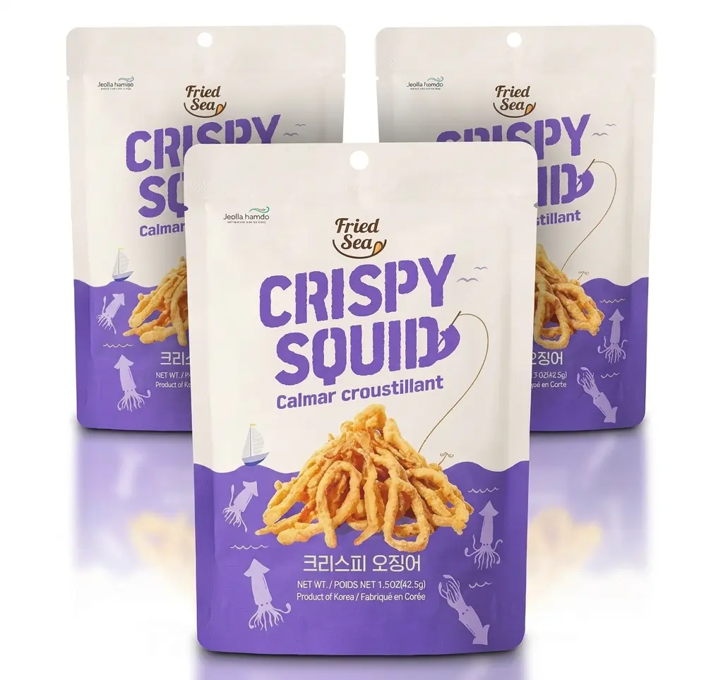 Crispy Squid Snack - Korean Calamari Chips, Crunchy Seafood snack Ready to Eat, Viral Asian Snack, Addictive Crunchy Chips