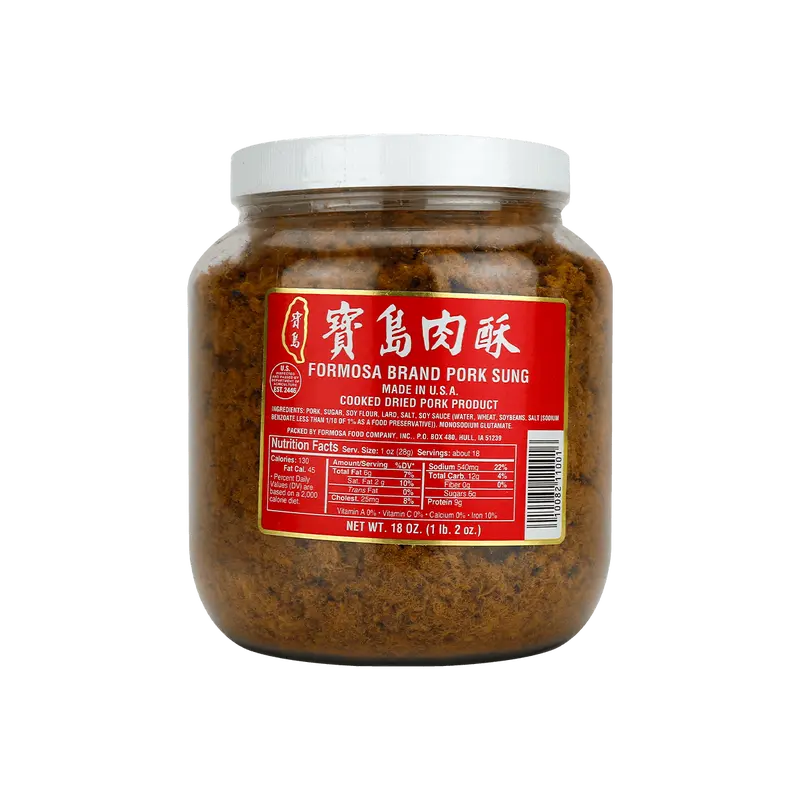 Formosa Brand Pork Sung BAO Pork Meat Floss - Cooked Dried Pork, Big Jar, 18oz