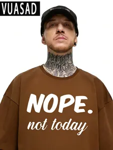 100% Cotton Casual Nope Not Today Fun Letter Print T-Shirt, Loose-Fitting Short Sleeve Top, Comfortable Daily Wear for Men and Women