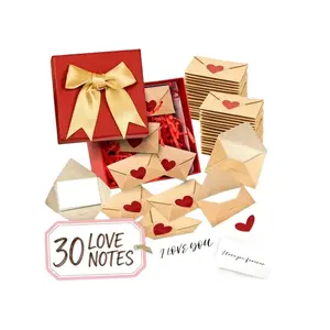 DIY Love Notes Gift Box, Mini Blank Cards & Envelopes for Him Her, Sweet Valentine Anniversary Present for Boyfriend Girlfriend