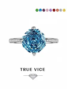 "Ice Sea Star Vortex • Crisp Ring" Octagonal millennium-cut high-carbon diamond ring, dazzling, luxury and elegant band. Ideal gift for dates, perfect for daily wear & summer vacation.
