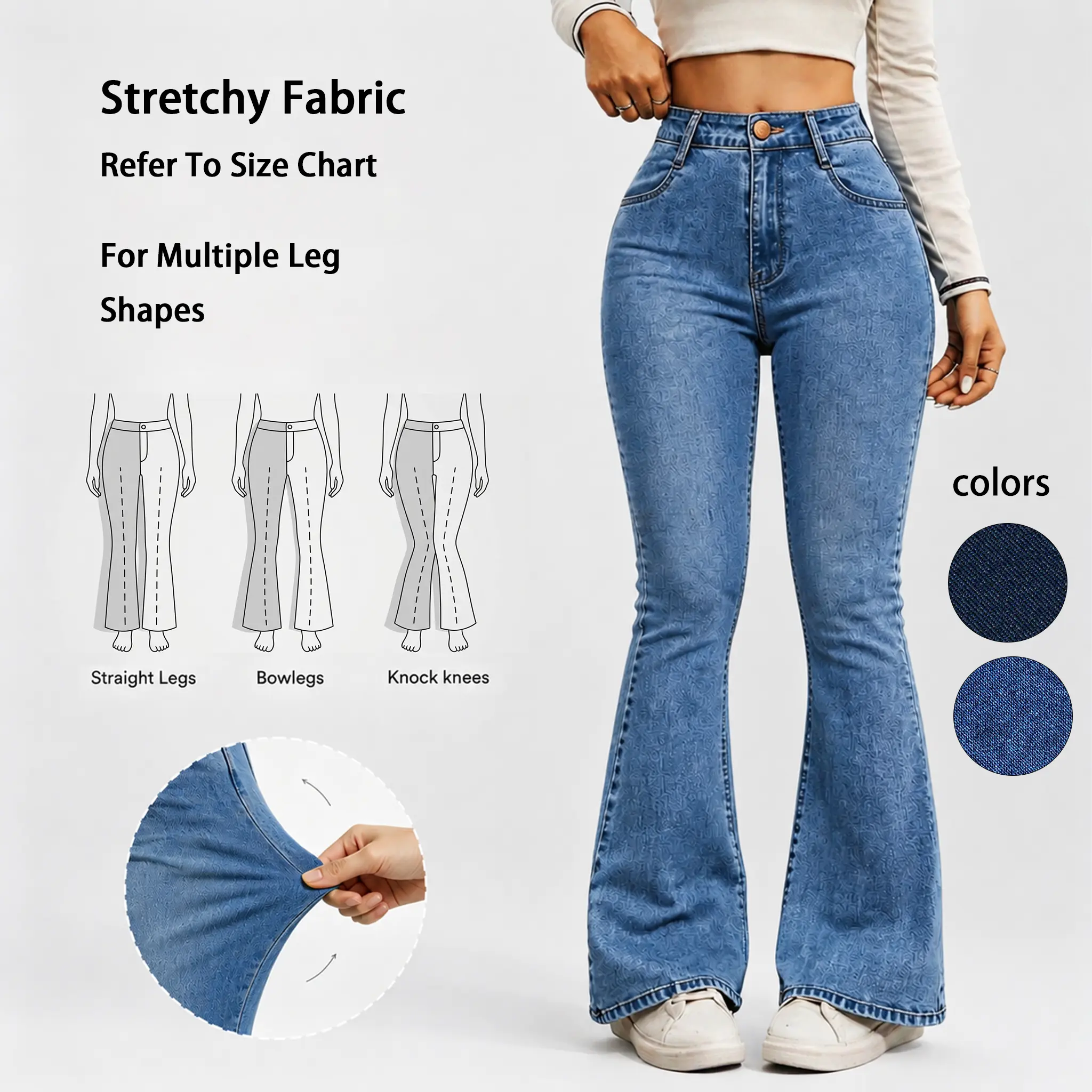 Women's Mid Rise Stretch Flare Jeans, Slim Fit Bootcut Denim Pants, Y2K Casual Style