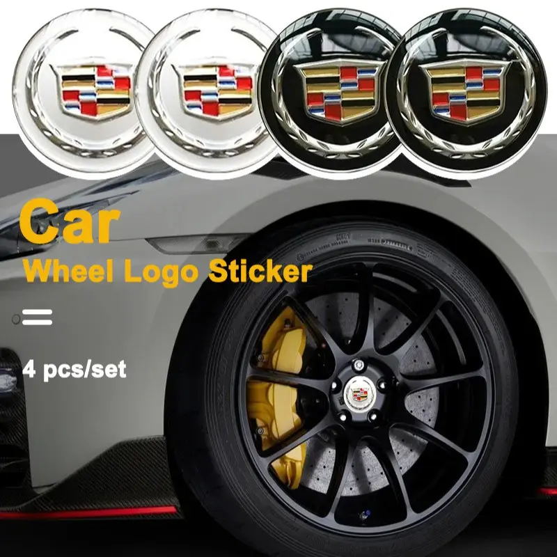 4pcs 56MM Car Wheel Center Hub Cap Badge Logo Sticker Vehicle Decoration Automotive Decoration Car Accessories for Cadillac Escalade CTS DTS STS XTS ATS BLS SLS Deville CT5 CT6 XT5 XT6 Car Stickers