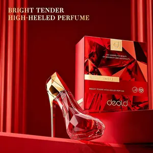 Glam Glass High Heel 1.01oz Red Designer Mini – Sweet Lychee Fragrance for Women, Long Lasting Fruity Scent That Smells Like Fresh Lychee, Perfect Gift for Girlfriend