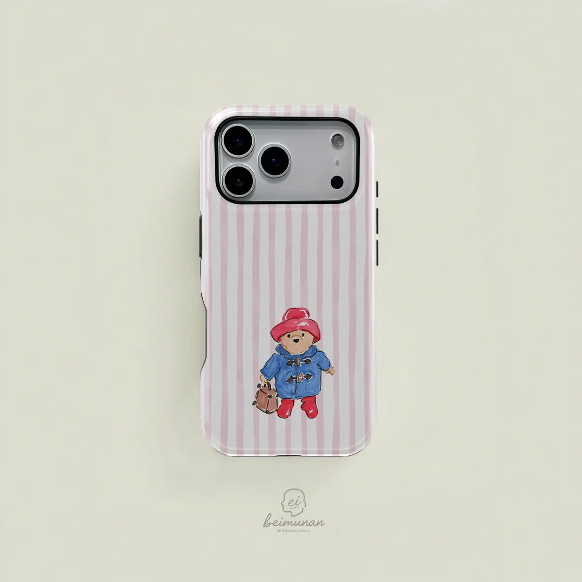 1PC Paddington Bear pattern print phone case，rugged shockproof 2in1 protective cover for iPhone 17 16 15 14 13 12 Pro Max， Samsung Galaxy S25 S24 S23 S22 Ultra series holiday gift minimalist stylish case