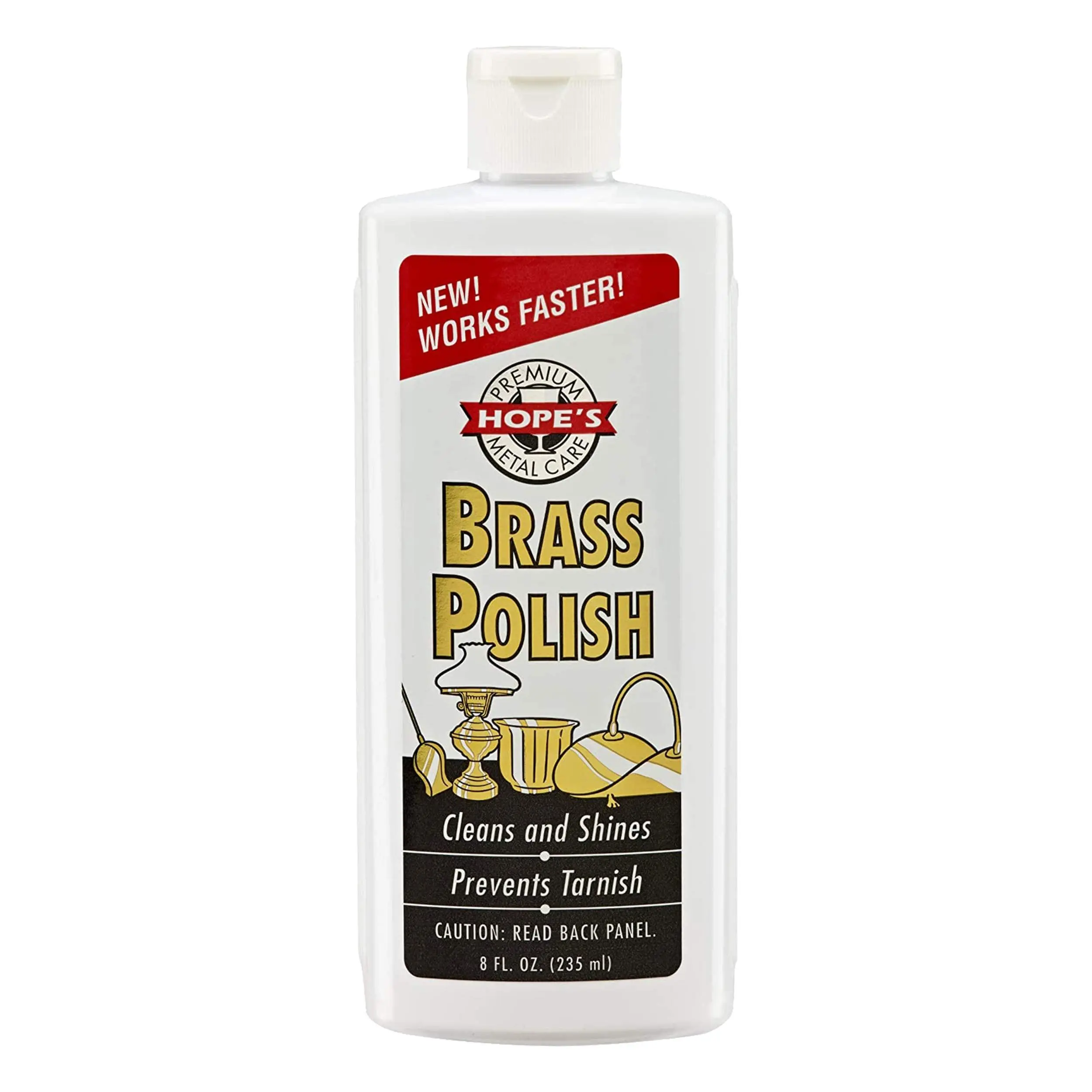 HOPE'S Brass Polish & Cleaner - 1 Pack (8 oz) with Fast-Acting Formula for Household Brass Care
