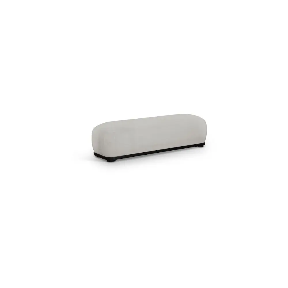 Calum Grey Chenille Fabric Bench, Classic Shape, Comfy Seating, Mid-Century Look, Solid Wood Base Indoor Furniture Stool
