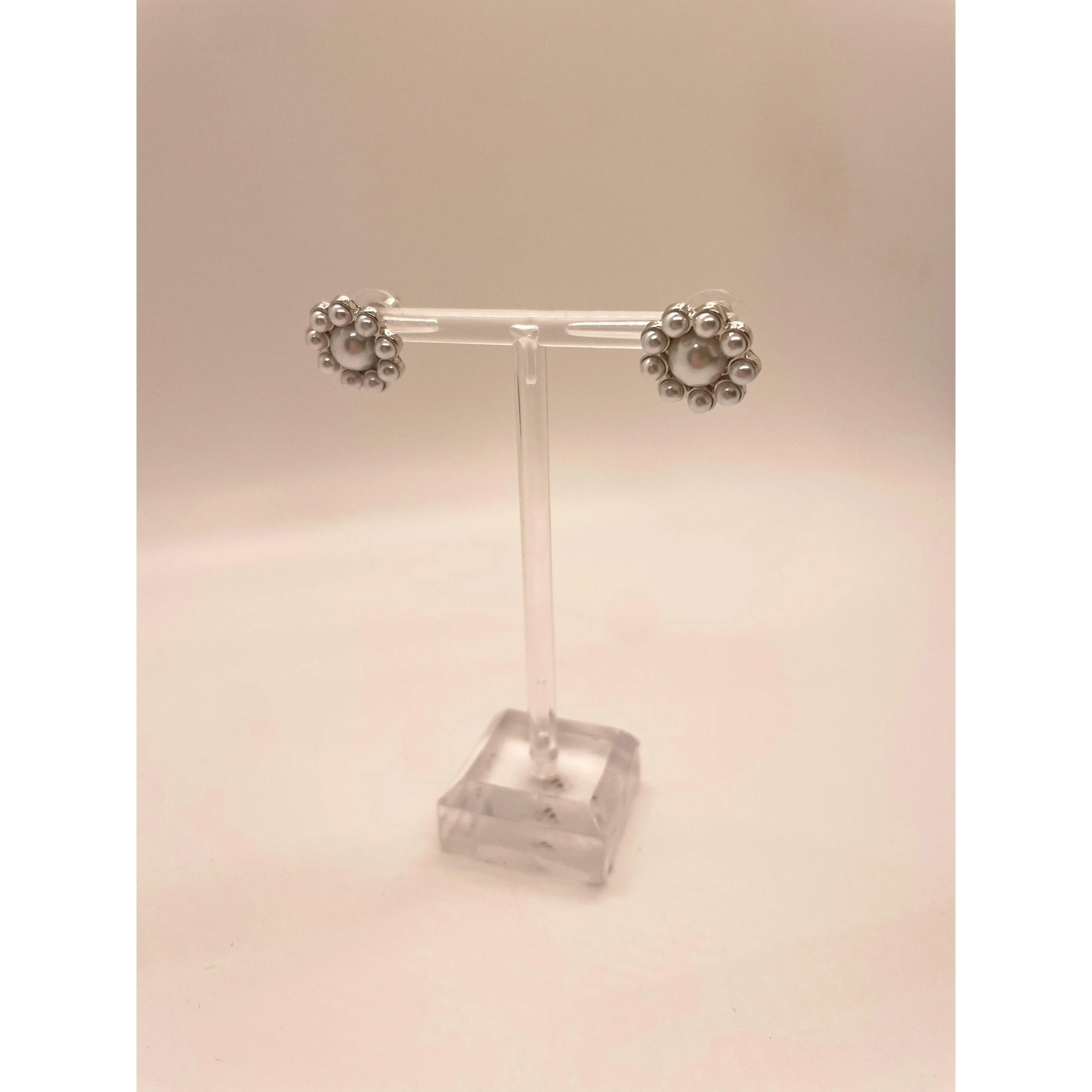 Silver Pearl Cluster Stud