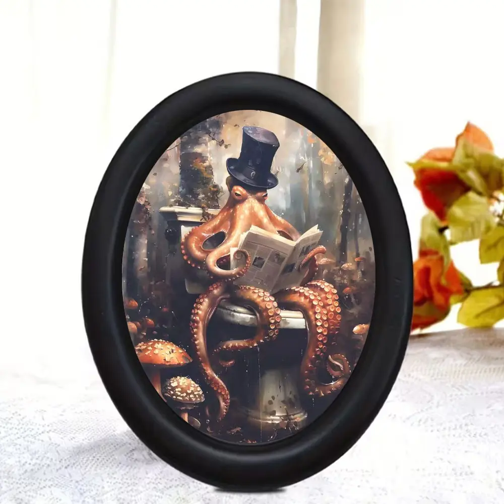 Funny Gentleman Octopus Toilet Reading Decoration, Vintage Artistic Octopus Mr., Humorous Home Bedroom Entry Desk Ornament, Home Decor Products