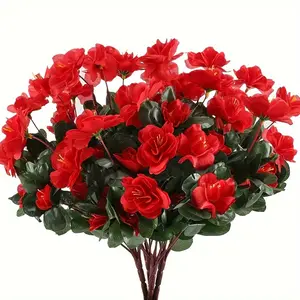 6pcs Camellia Artificial Flowers - UV Resistant Fabric Bouquet, Flower Arrangement for Outdoor And Indoor Home Decoration, Artificial Flower Decorations, Perfect for Planters, Porches, Patios - No Container Required, Artificial Flowers For Outside