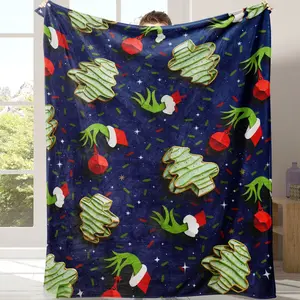 Christmas Blanket Flannel Soft Plush Throw, Soft Cozy Blanket, Warm Comfortable Sofa Bed Cover, Lightweight Home Living Room Office Travel Camping Gift
