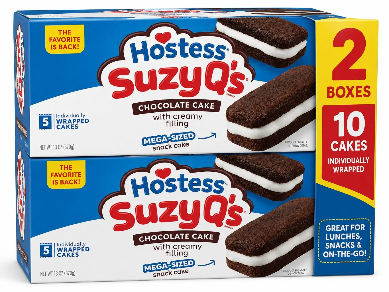 Hostess Suzy Q's Creamy Filled Chocolate Cakes – Pack of 2 Boxes Hostess Suzy Q's Creamy Filled Chocolate Cakes – Pack of 2 Boxes