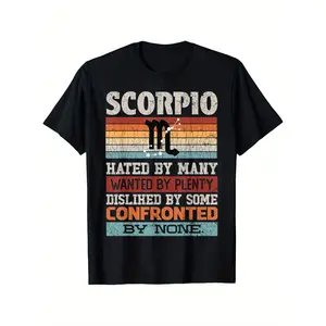 Scorpio Zodiac Graphic T-Shirt - Unisex 100% Cotton Tee, Funny "Hated by Many" Design with Scorpion Illustration, Casual Outdoor & Casual Attire