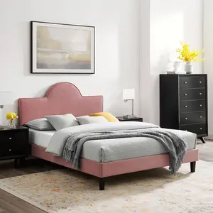 Soleil Performance Velvet King Bed in Dusty Rose