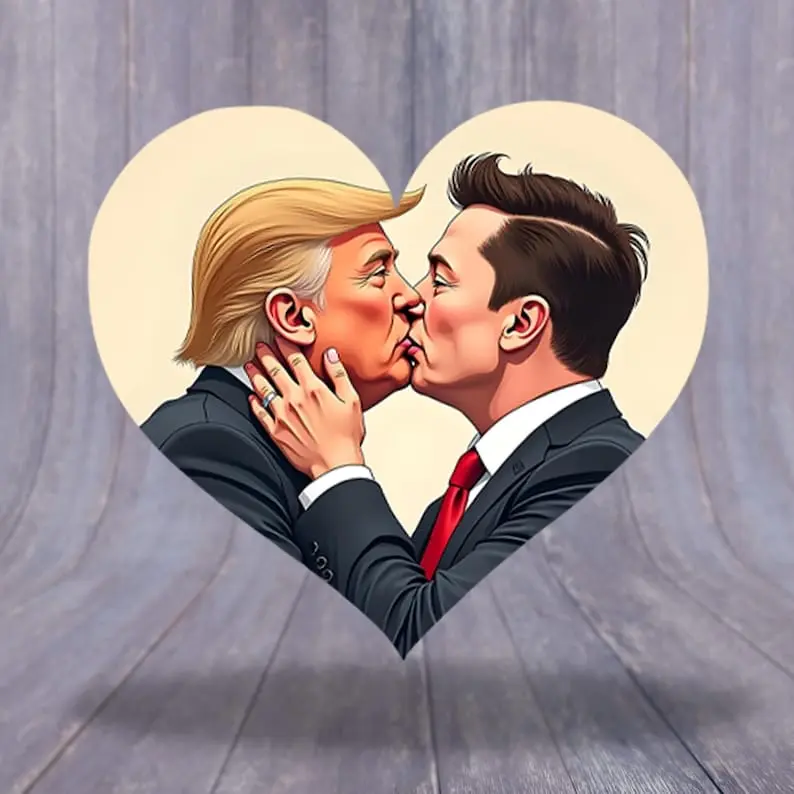 Donald Trump Elon Musk Love Sticker, Anti Trump Sticker, Anti Elon Musk Political Decal for Car, Laptop, Bottle, Waterproof Vinyl Stickers