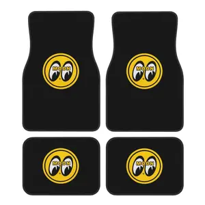 JDM Moon Eyess Motorcycle Racing Car Floor Mats 4 Pcs Universal Front and Rear Foot Mats with Non-Slip Rubber Backing Auto Acces