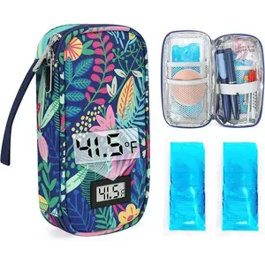 Insulin Cooler Travel Case - TSA Approved Diabetic Medication Pen Cooling Bag with Temperature Display,  with 2 Ice Pack Thermal Insulated