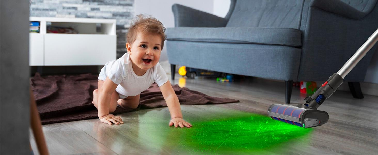 Rechargeable Vacuum Cleaner Dust Display Light, Green Light Attachment Compatible with Dyson Shark Bissell, Reveal Pet Fur Dog Cat Hair, Upgrade Vacuum Accessories Universal Lamp