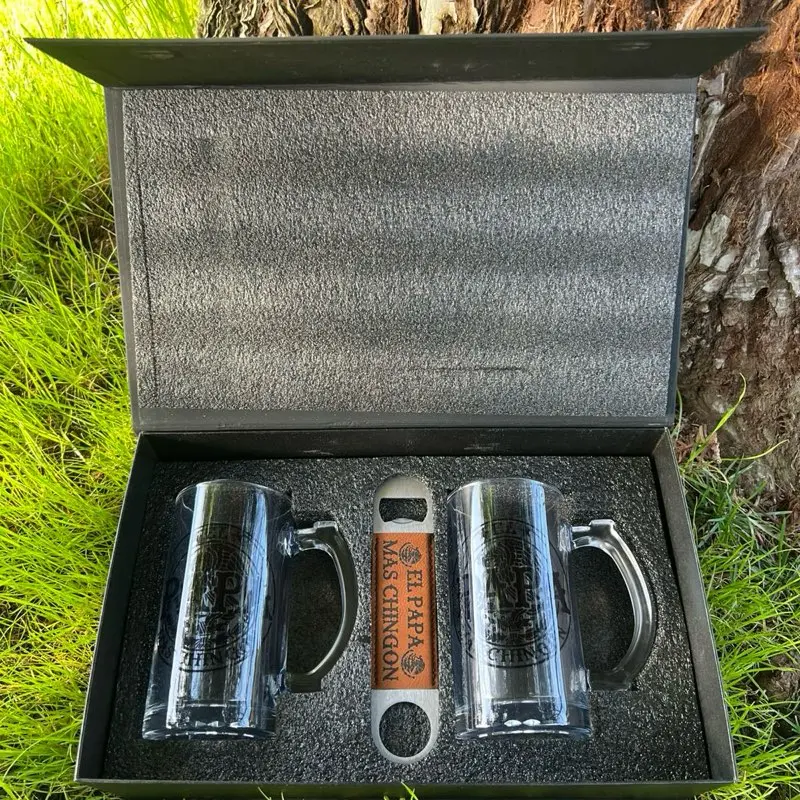 CLEAR 16oz B33R Mug Set with Engraved Bottle Openers - Perfect for Father's Day Gift or Any Occasion - Cup, Drinkware