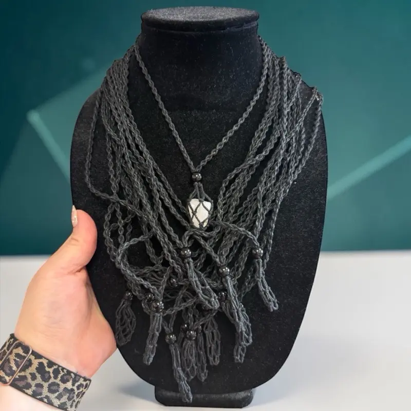 Macrame Necklace for Tumbled Stones - Fully adjustable