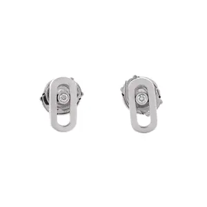 Pre-owned Messika Move Uno Earrings 18K White Gold with Diamonds by Rebag
